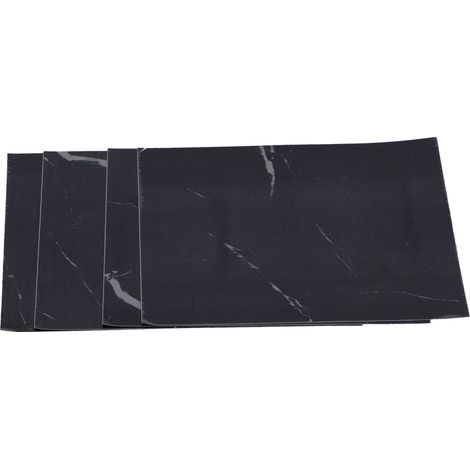 Lot de 4 autocollants de sol en PVC épais, imperméables et auto-adhésifs, pour cuisine et salle de bain (30 x 30 cm, DLSF01 Noir) (1/5)