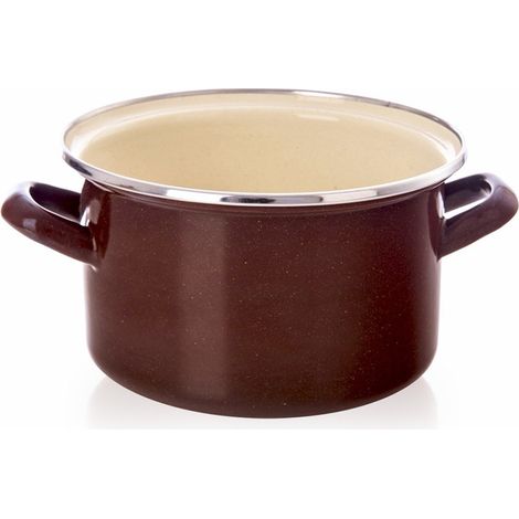 Vaso in smalto marrone, 18 cm, 2 l
