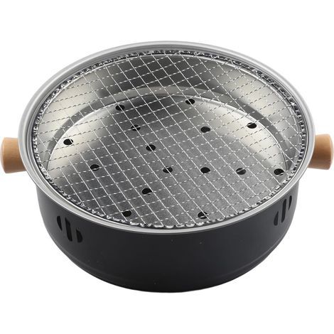 Barbecue portable au charbon de bois de 32 x 10 cm, avec une construction stable et un plateau amovible, idéal pour les grillades, le camping et les réunions dans le jardin (couleur noire). (1/5)