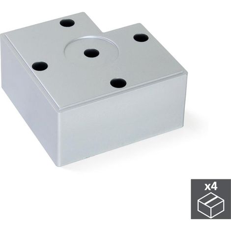 Emuca Lot de 4 pieds de meuble Alumix 7, hauteur 45mm, Plastique, Peint en aluminium (1/3)