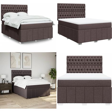 vidaXL Boxspringbett mit Matratze Dunkelbraun 140x200 cm Stoff (1/5)