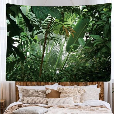 Tapiz de pared con plantas verdes y naturaleza de bosque tropical - 200x150 cm - Tapiz grande - Póster (1/4)