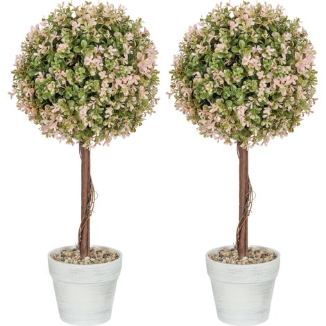 Set of 2 Decorative Artificial Plants, Murraya Flowers in Pot, Fake Plants for Home Indoor outdoor Decor, 60cm, Cream White