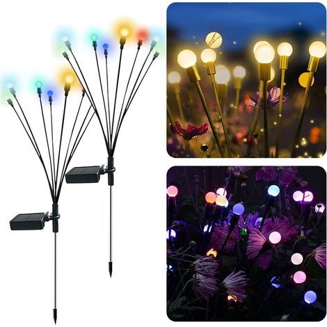 Lampes solaires lucioles, Lot de 2 Lumières Solaires LED Décoration Jardin Extérieur IP65 Étanche, Éclairage d'Ambiance Paysage Allée, Charge Automatique (1/5)