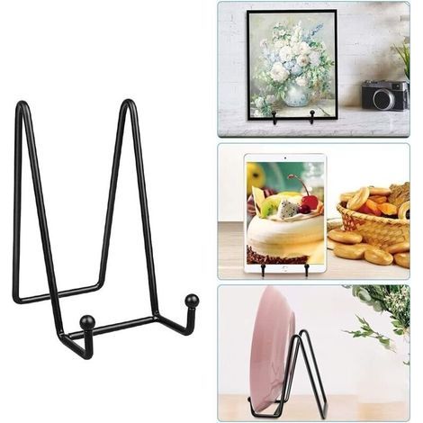 Metal Frame Brackets, Display Plate Holders, 6 Inch Display Stands for Photo Albums, Books, Photo Easel, Artistic Crafts, Plate - Black (1/4)