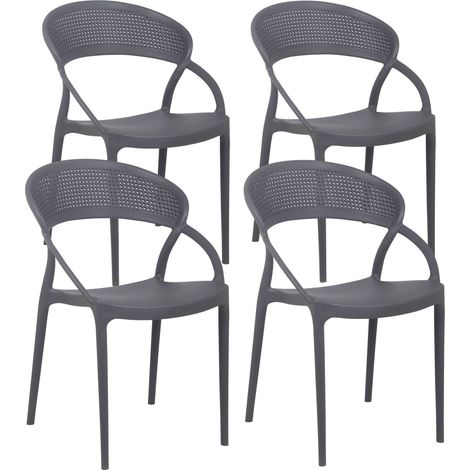 Lot de 4 chaises de terrasse grises