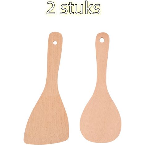 Cuillère à riz en bois non peint et non ciré avec forme de spatule pour cuiseur à riz et service des aliments couleur bois naturel (1/5)
