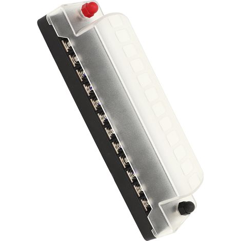 Boîte à fusibles 12 voies 12 V avec couvercle anti-poussière en polycarbonate et porte-fusibles à lames en acier inoxydable pour voiture, bateau et camping-car 32 V (1/5)
