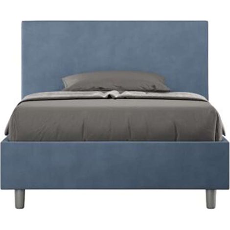 Letto singolo contenitore imbottito 100x190 microfibra blu Adele (1/5)