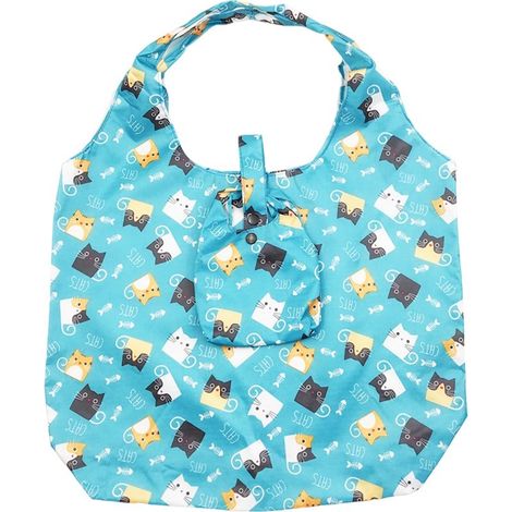 Sac de courses à motif chaton, comprenant une petite pochette de rangement. (1/5)