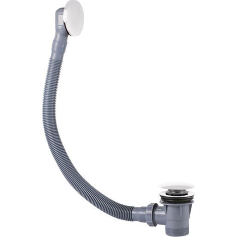 Tres – Bonde de douche clic-clac 90mm avec trop-plein – Finition blanc mat – Pour baignoire – 3453420BM (1/3)