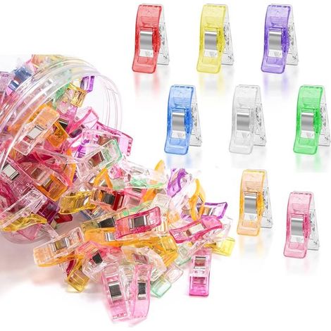 100-teiliges Set Nähclips aus Kunststoff,„Axtförmige“ Clips,Stabile Befestigungselemente zum Quilten und Einfassen,2,7 x 1 x 1,5 cm (1/5)