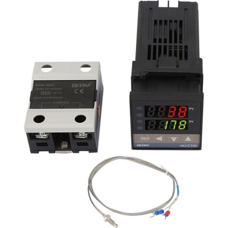 Termostato digital PID REX-C100 para uso industrial: rango de 0 a 1300 °C, precisión del 0,5 % FS, alimentación de 110–240 V CA.