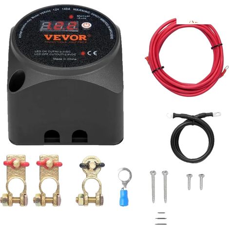 Isolateur de batterie double, courant de charge maximum 140A, courant de charge continu ≥100A, tension de déclenchement ≥12,3V, tension de coupure ≥12,6V, écran LCD (1/5)