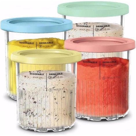 Lot de 4 Récipients à Crème Glacée de Rechange pour Ninja Creami Deluxe NC501/NC500 Series, 680ML pour Accessoires Ninja Machine (1/4)