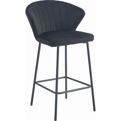 Gatta-Hocker – schwarzer Samt / schwarze Beine x 4 (1/3)