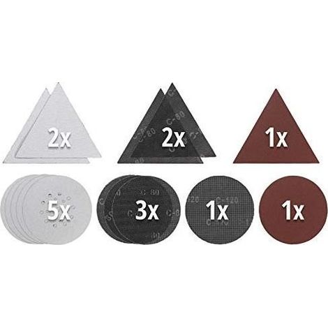 kwb by Einhell 49491065 Gitter-Schleifpapier Set Ø 225 mm 15-tlg. Accessori per smerigliatrice per cartongesso
