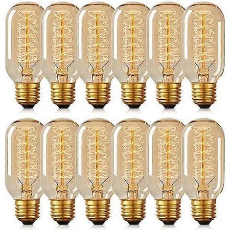 12 T45 Edison-Glühbirnen, 40 W, Retro-Spiral-Wolframlampe, 220 V (1/5)