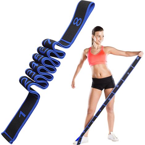 Ceinture D Étirement Yoga - 4 cm Largeur - 9 Anneaux Numérotés - Bande Élastique Nylon Latex - Pour Étirements, Rééducation Et Fitness (1/5)