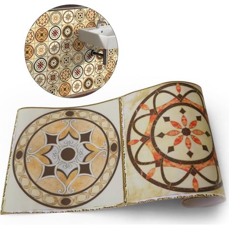 Autocollants Pour Carrelage En Papier Ruban Adhésif 500x20cm Décoration Murale En Porcelaine Dorée Pour Salle De Bain Cuisine (1/5)