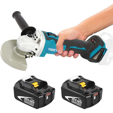 Smerigliatrici,Robusto, 125 mm, smerigliatrice angolare senza spazzole a batteria, rettificatrice per taglierina per levigatrice + 2x 5,5 A batteria (senza caricabatterie),Compatibile con la batteria 