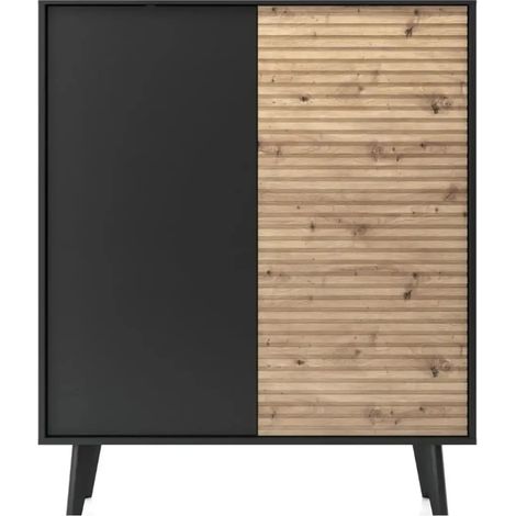 COME - Commode 2 portes 120cm - Marron et noir (1/4)