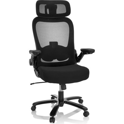Chaise pivotante XXL Instructor SW I Pro Tissu/Maille Noir Chaise supportant Le Poids jusqu'à 220 kg, Chaise de Bureau Lourde (1/5)