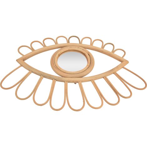 Rattan-Augen-Wandspiegel, handgewebt, innovative Kunst, Ankleide-, Schmink-, Badezimmer-Hängedekoration (1/5)