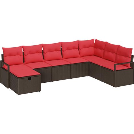 Sofa Set with Cushion with Storage 8 pcs Brown Poly Rattan vidaXL