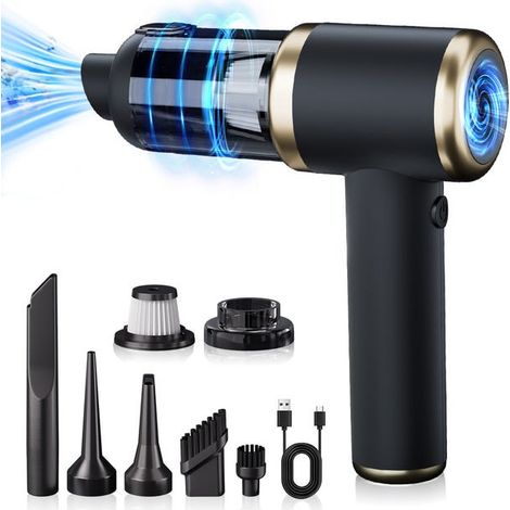 Aspirateur auto sans fil portatif, nettoyeur polyvalent 2-en-1 pour intérieur véhicule et domicile, recharge USB, puissant et compact (1/3)