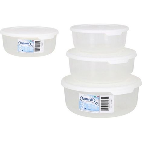 1PZ CONTENITORE TONDO IN PLASTICA SET 'FRIGO BOX' coperchio acqua trasparente (1/3)