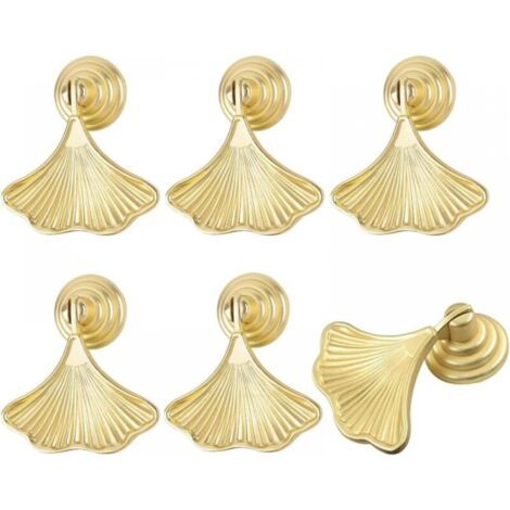 Lot de 6 poignées de meubles dorées, poignées de tiroir, poignées de cuisine dorées, poignées de porte d'armoire - 54 x 41 x 18 mm (lame)