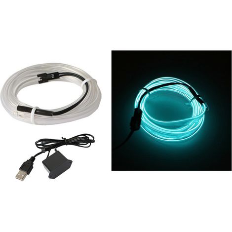 Neon-Autobeleuchtung, USB-betrieben, Ambientebeleuchtung, 5V LED-Innenraumstreifen, 3 Meter, eisblau