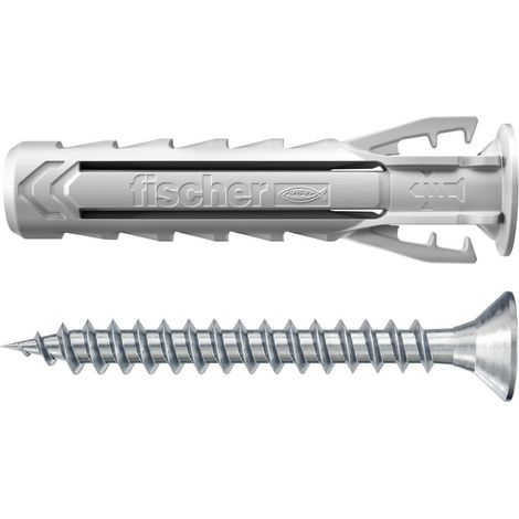 fischer - Tassello in nylon ad espansione SX Plus 5x25 con collo e viti, tutti i materiali/Blister di 25