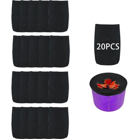 Lot de 20 chaussettes filtrantes pour skimmer de piscine, préfiltre pour skimmer de surface, accessoires de nettoyage pour épuisette, boules de filtration floculantes, mousse liquide (1/5)