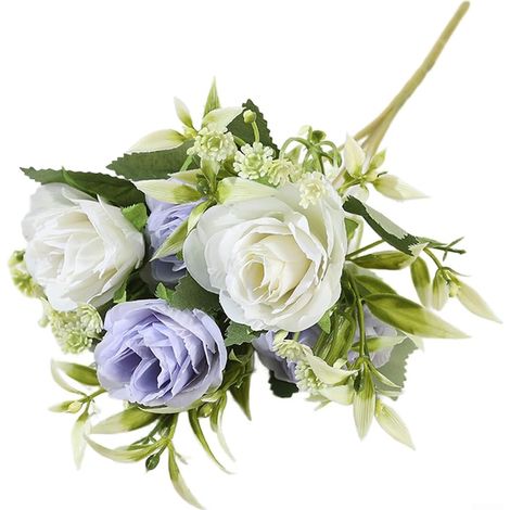 Bouquet de fleurs artificielles en soie à 5 têtes avec fleurs de 6 cm pour centres de table de mariage, décoration d'intérieur, fête, arrangements muraux et accessoires de photographie (1/5)