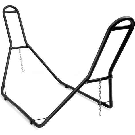 GOPLUS Support de Hamac, Lit Suspendu Robuste, Materiau en Metal d’Acier de Haute Qualite avec 2 Chaînes et Crochets en Forme de S, 276 x 97 x 122CM, Capacite de 200KG, pour Jardin et Camping