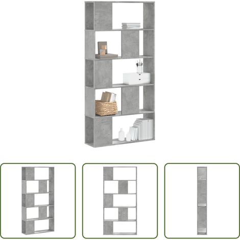 Stauraum - Bücherregal 5 Böden Betongrau 80,5x23,5x162,5 cm Holzwerkstoff (1/5)