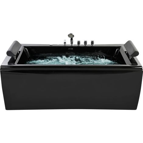 Vasca Idromassaggio Rettangolare Acrilico Nero e Luci LED 170 cm Montego (1/5)