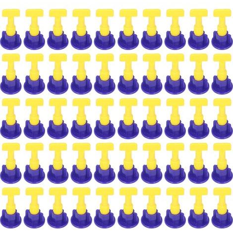 Kit de nivellement de système de nivellement de carrelage, ensemble d'outils d'espacement de sol avec clé pour HomeBlue jaune 50 pièces (1/5)