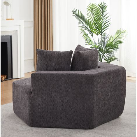 Sillón modular hexagonal gris, 1 plaza, dimensiones no indicadas, chenilla, MEUBLIV (1/5)