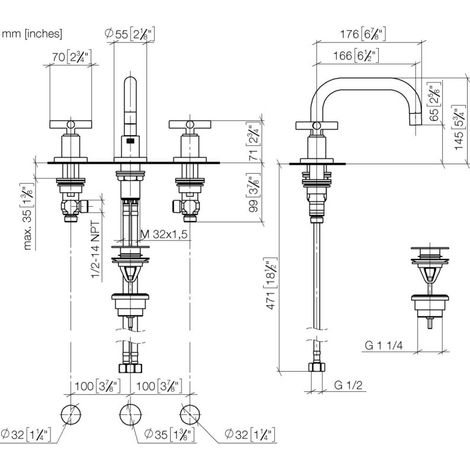 DORNBRACHT 20705892-39 WT-3 trous mitigeur avec garniture de vidage (1/2)