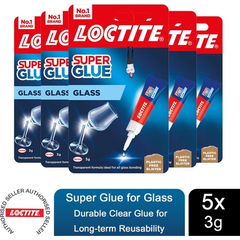 Loctite Glass Bond High-Quality Super Glue for Durable Glass Repairs 3g, 5 Pack