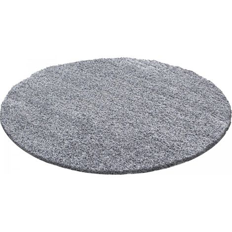 Tapis poils longs shaggy Ø160cm gris tissé rond motif uni UNI L (1/4)