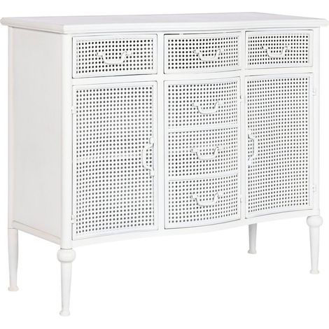 Buffet blanc design épuré pour salon élégant - Blanc avec accents cuivrés (1/5)