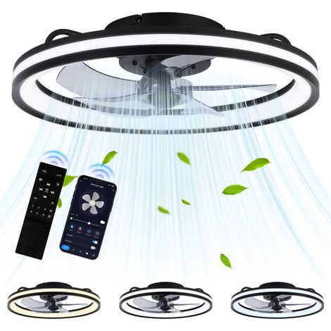 SWANEW Ventilatore da Soffitto LED Dimmerabile 48 cm con Telecomando per Luci da Camera e Soggiorno (1/5)