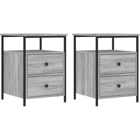 Maison Exclusive - Nachttische 2 Stk. Grau Sonoma 44x45x60 cm Hol