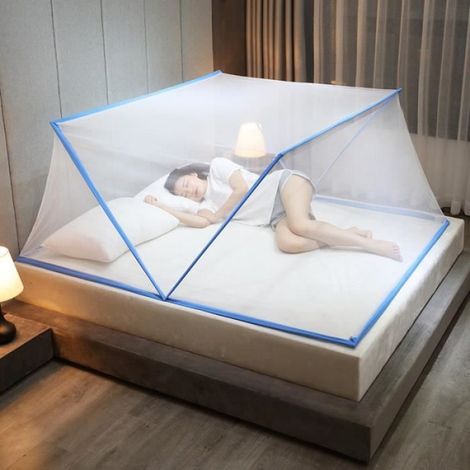 Moustiquaire Pliante - - 190x100x80cm - Polyester - Installation Gratuite - Bleu (1/4)