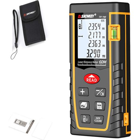Télémètre laser 60MSNDWAY, continu, surface, volume, mesure pythagoricienne, calibrage automatique, commutateur d'unité M/in/ft (sans batterie) (1/5)
