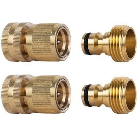 2 Ensembles de Raccord Tuyau d'Arrosage Laiton 12 mm,Adaptateur Robinet Tuyau Arrosage pour Jardin, Cuisine, Extérieur (1/4)